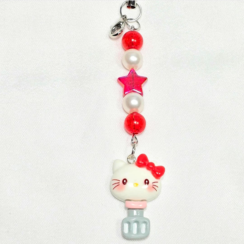 Whimsical Kawaii Hello Kitty Resin Pastel Cute Girly Giftable Keychain or Phone Bag Charm