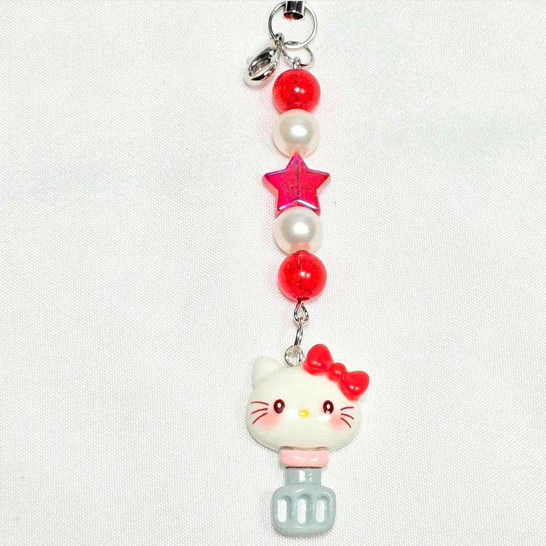 Whimsical Kawaii Hello Kitty Resin Pastel Cute Girly Giftable Keychain or Phone Bag Charm