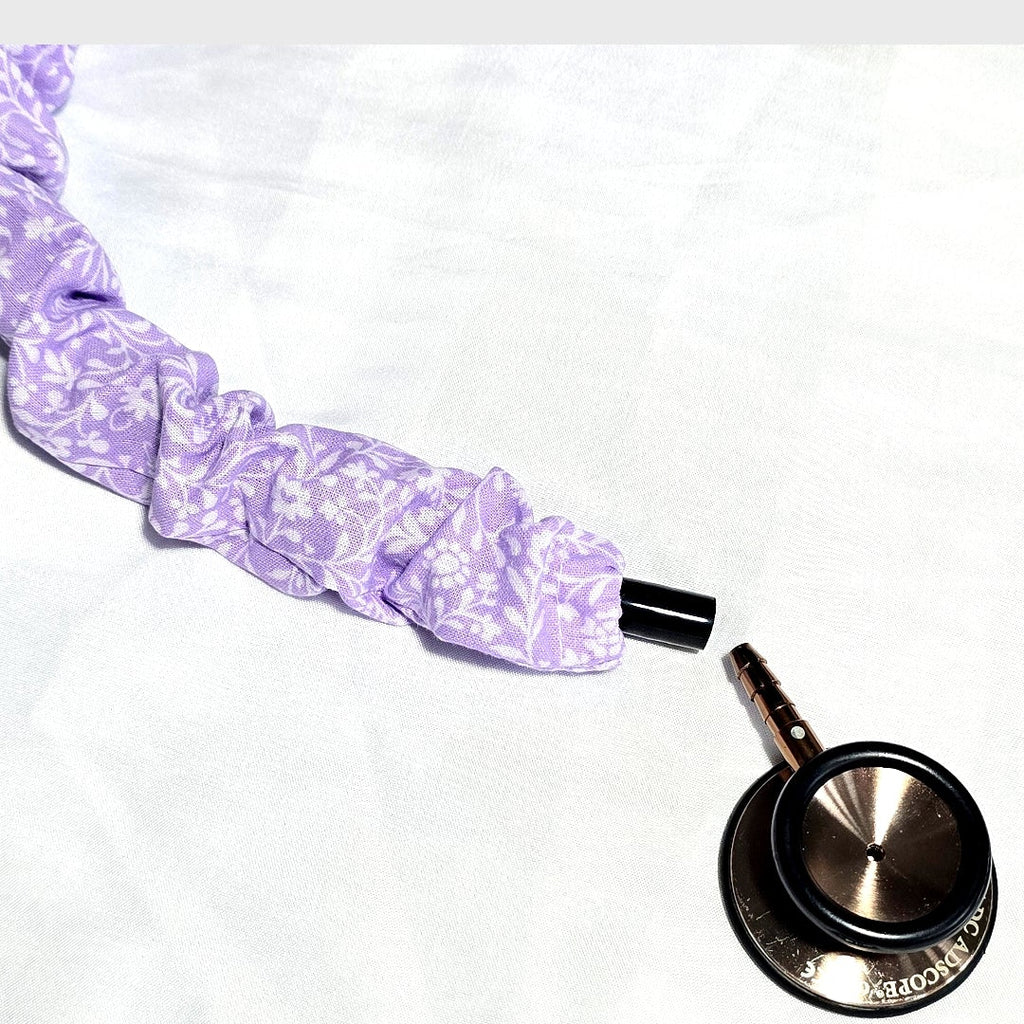 Handmade Purple Lavander Floral  Stethoscope Sleeve: Cotton Cover
