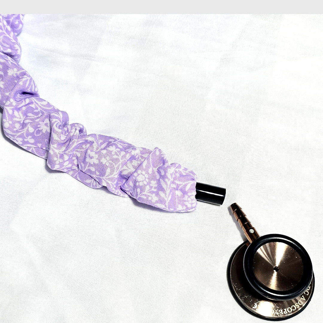 Handmade Purple Lavander Floral  Stethoscope Sleeve: Cotton Cover