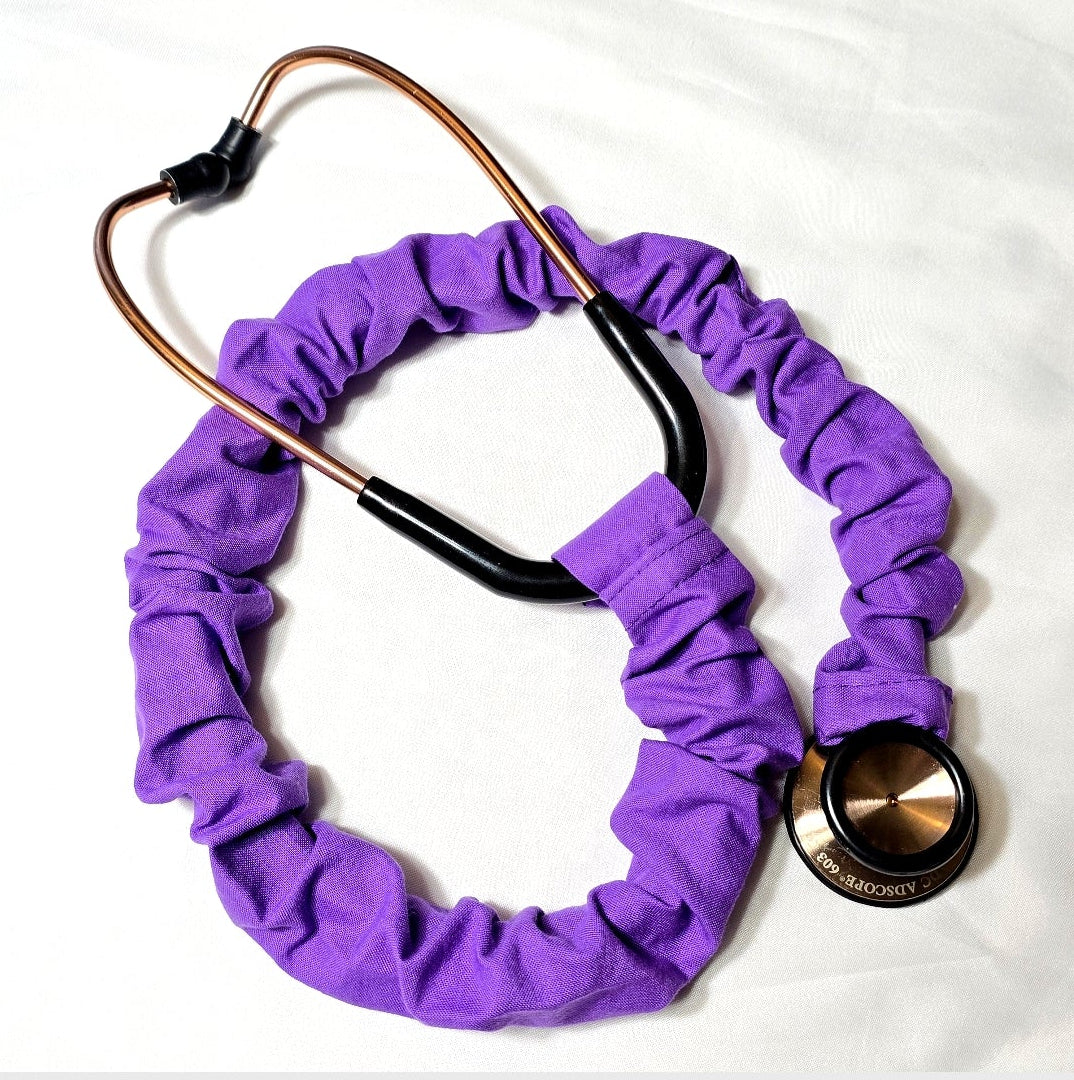 Purple Cotton Stethoscope Cover, Handmade Washable Protective Stethoscope Sleeve, Nurse Medical Accessory