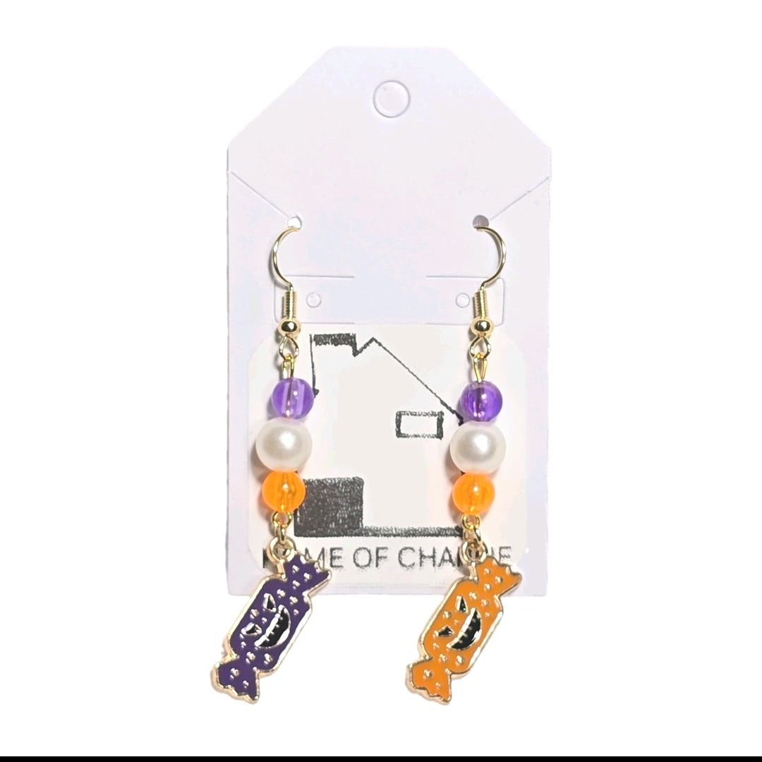 Mismatched Halloween  Whimsical Trick or Treat Candy Drop Earrings