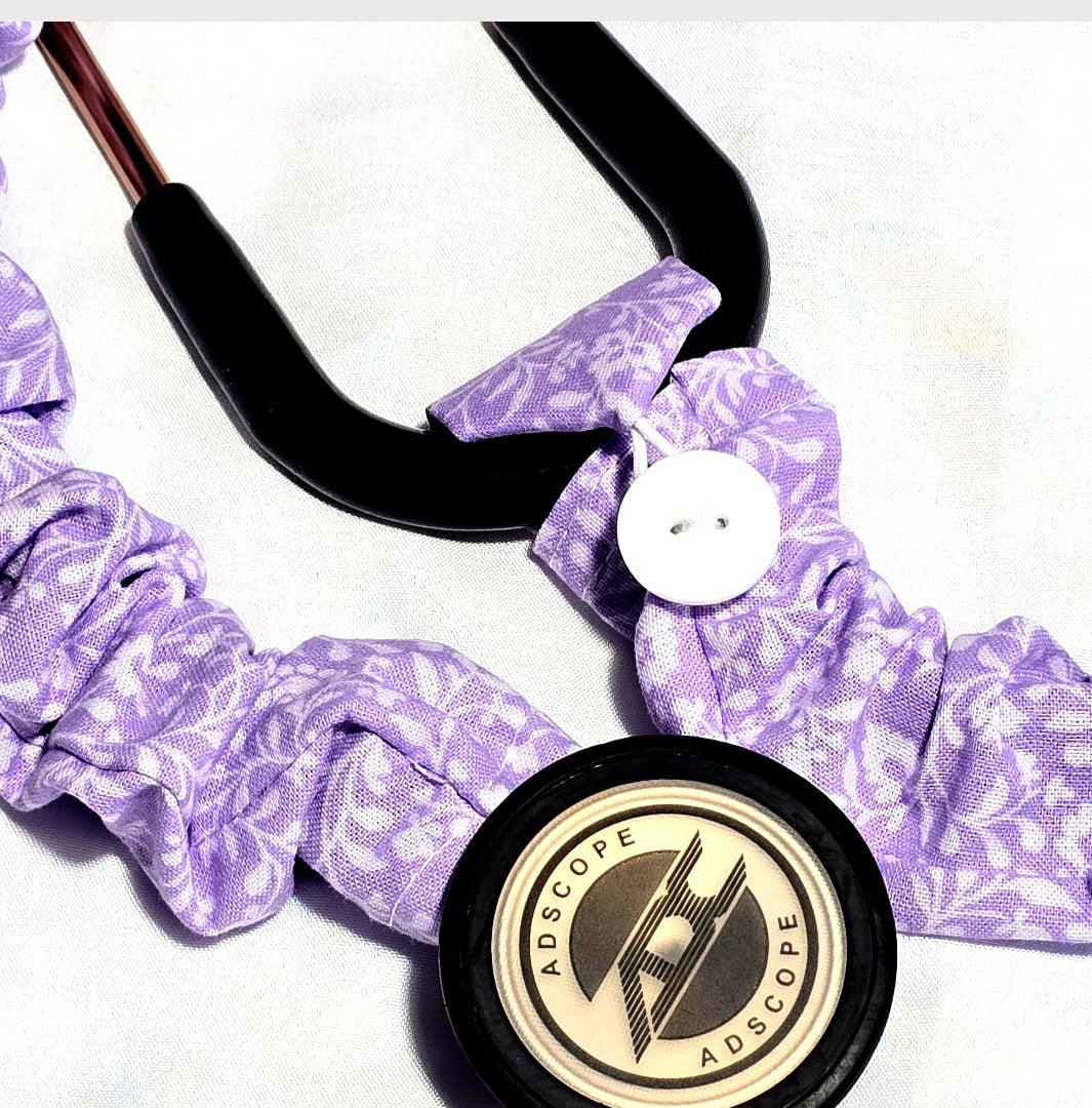 Handmade Purple Lavander Floral  Stethoscope Sleeve: Cotton Cover