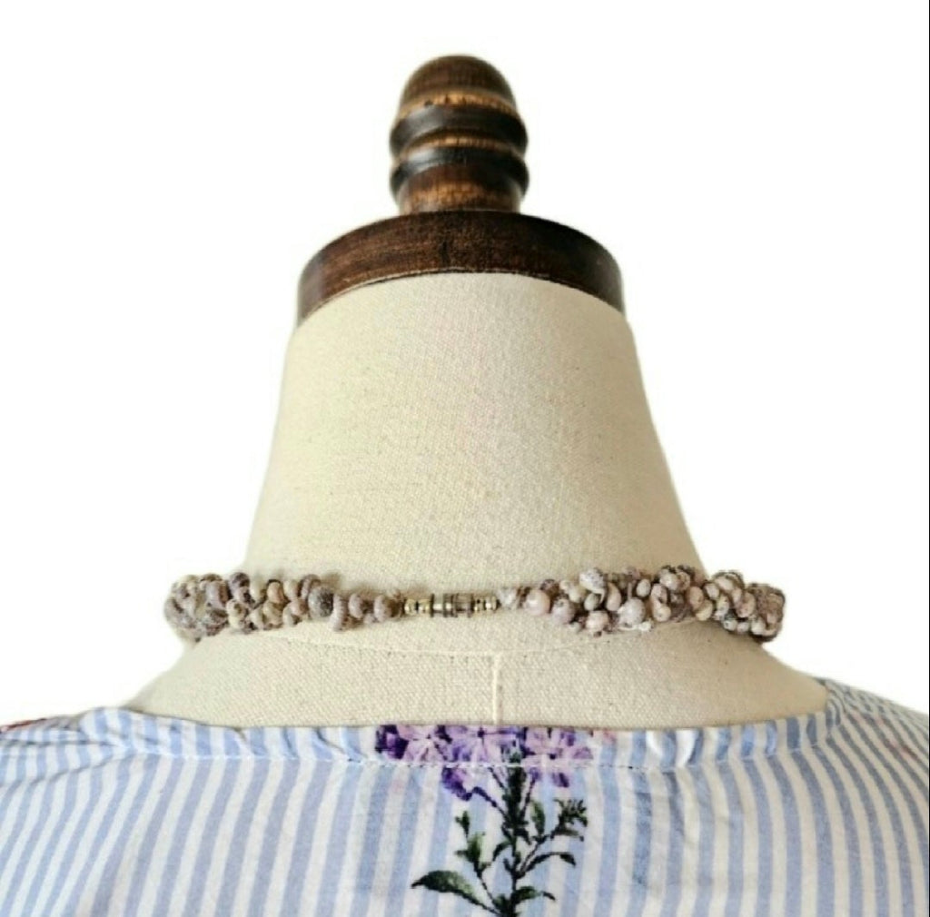 Natural Earthy Boho Beach Classic Statement Unique One of A Kind Shell Necklace