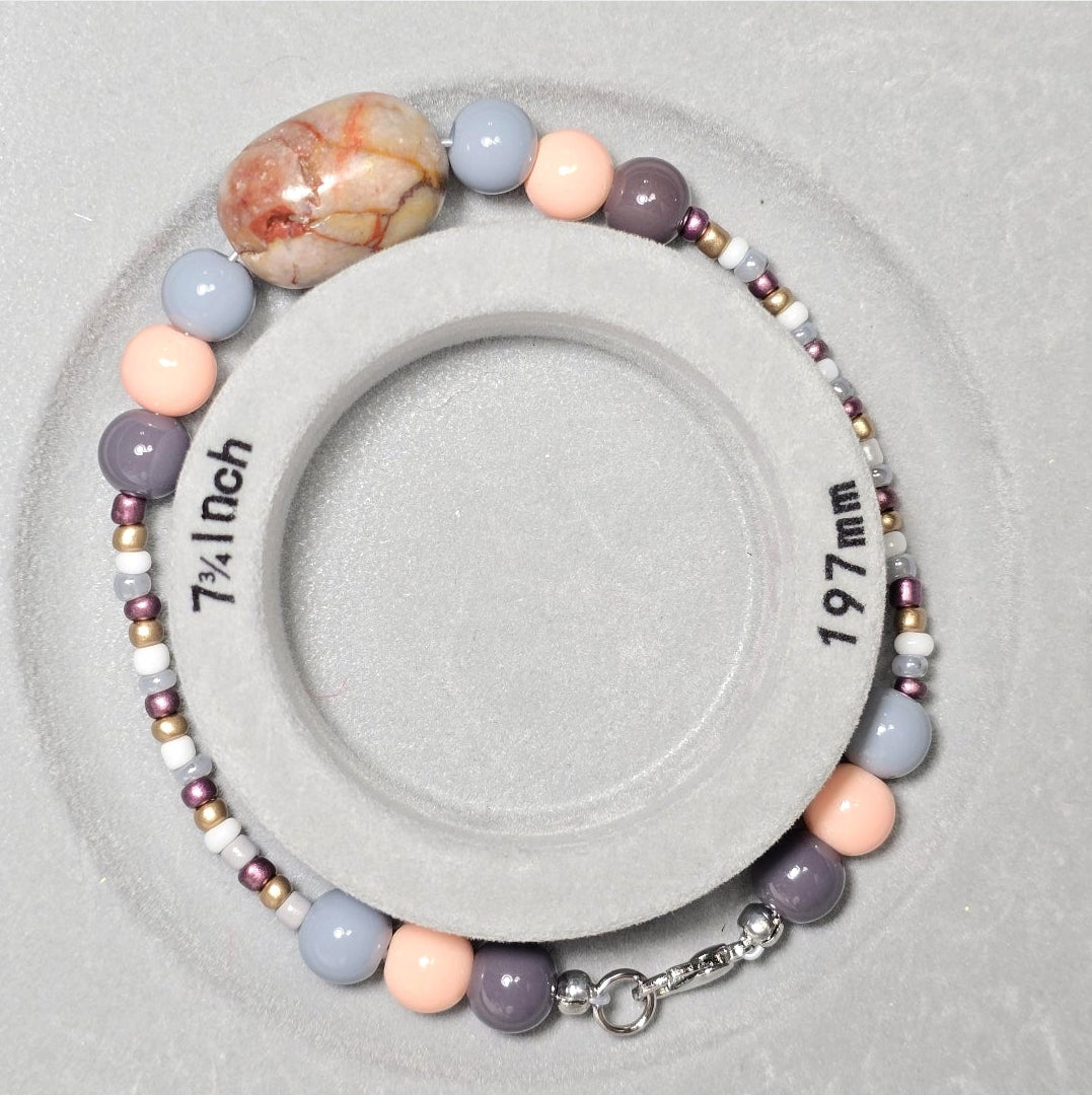 Handmade Earthy Agate Stone With Glass Beads: Boho Chic Style