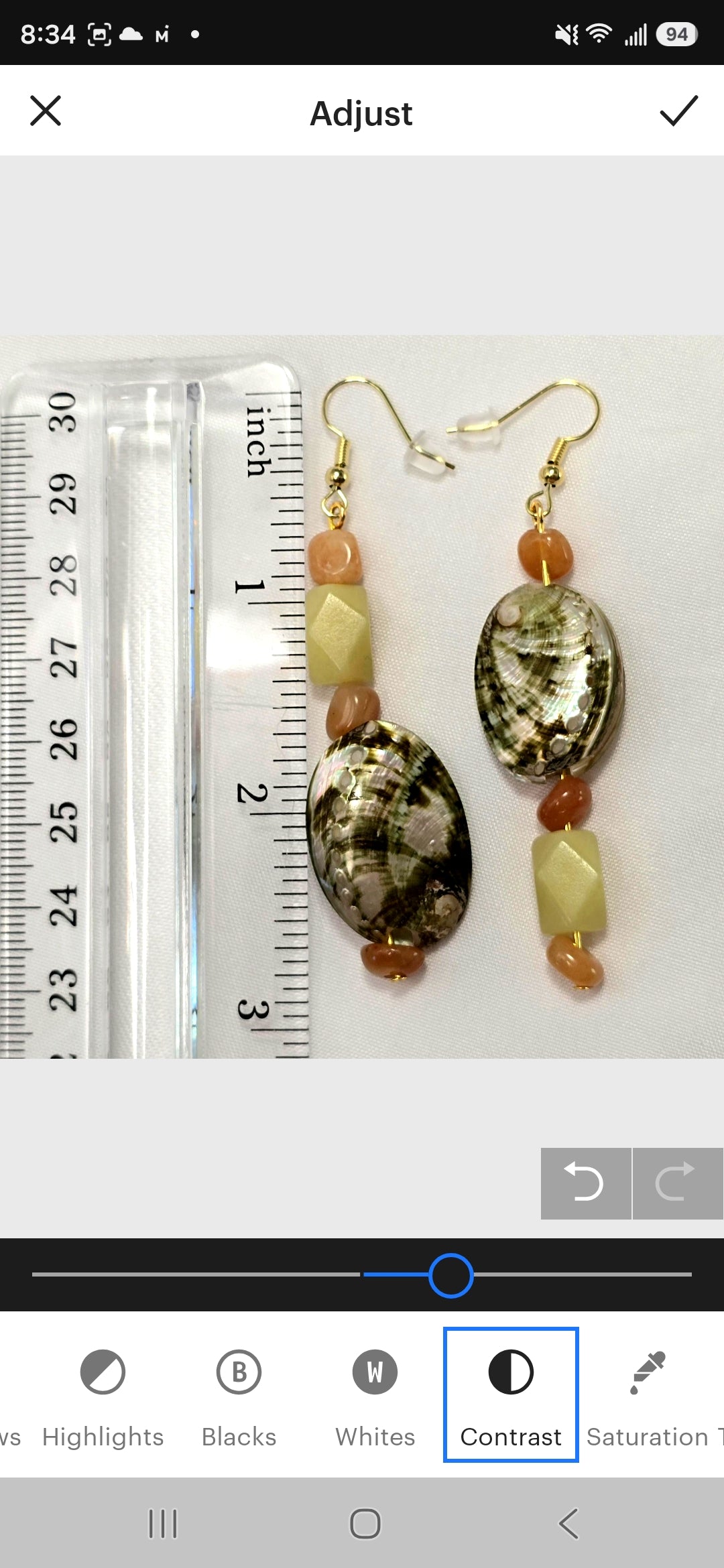 Beaded Abalone Natural shell earrings: mismatched coastal beach Bohenian statement earrings with  orange  and light green adventurine beads