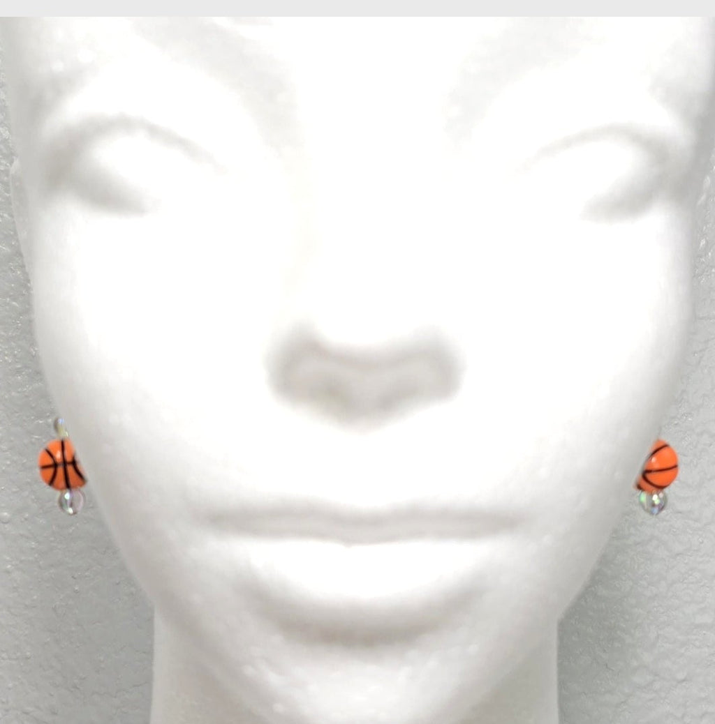 Basketball Acrylic Beaded Sporty Fahion Dangling Drop Earrings. Basketball player, fan, cheerleaders