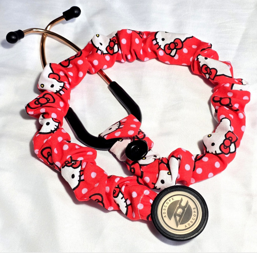 Handmade Red Cotton Hello Kitty Washable Stethoscope Sleeve Cover. Nurse's , Doctor's,  Rat's Gift Idea