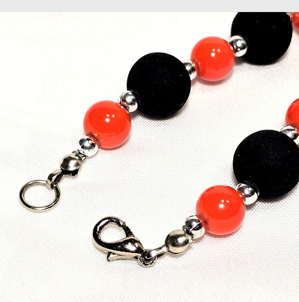 Black Opaque and orange glass beaded Retro Y2K Necklace