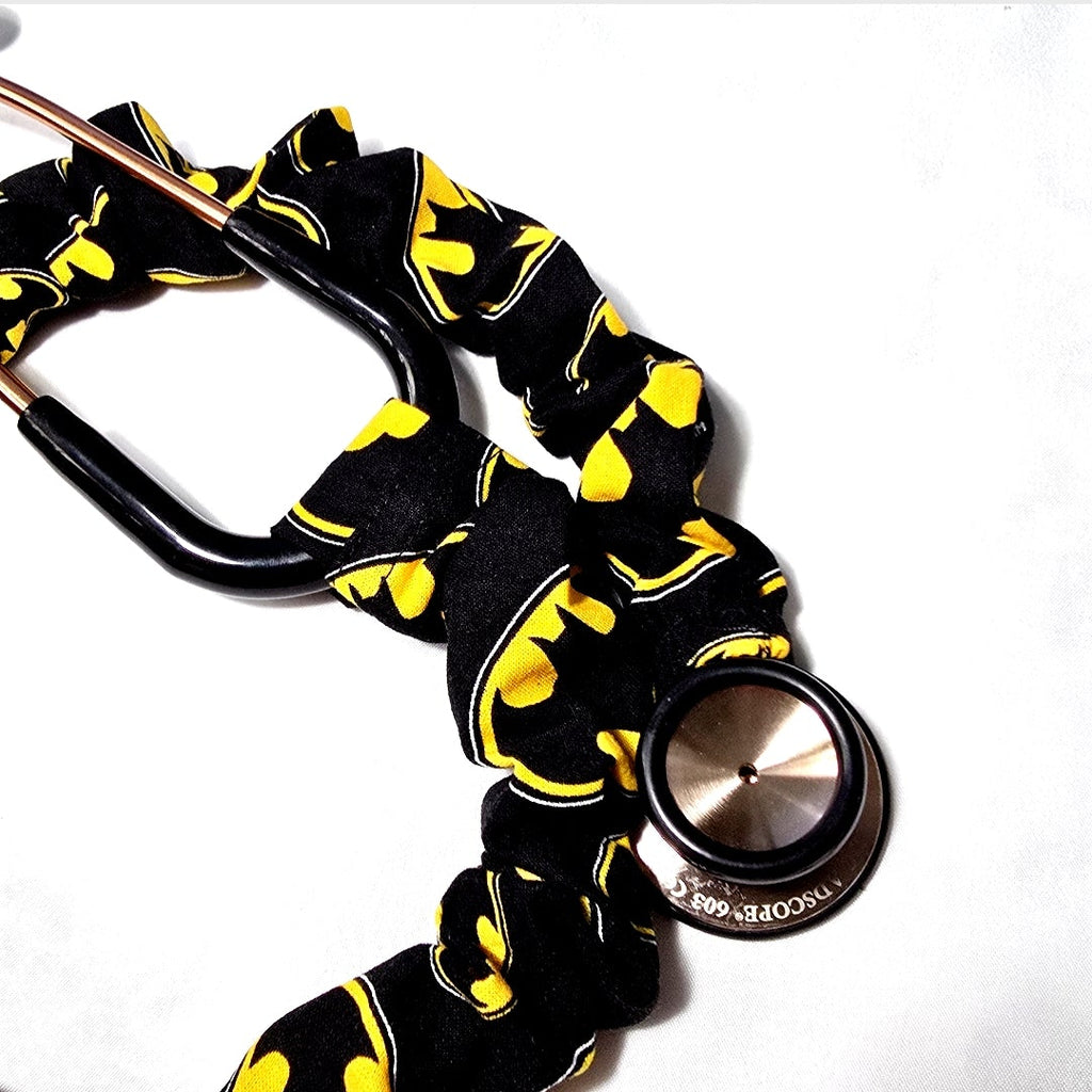 Handmade Black Batman Superhero Stethoscope Sleeve: Colorful Washable Cotton Cover