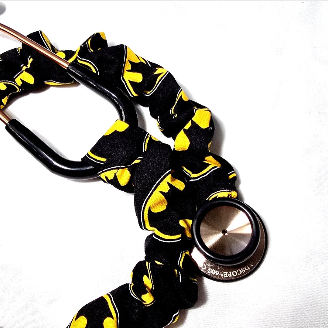 Handmade Black Batman Superhero Stethoscope Sleeve: Colorful Washable Cotton Cover