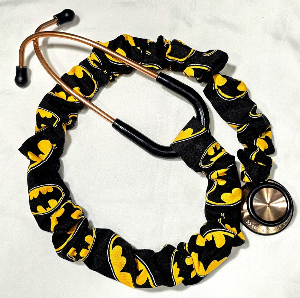 Handmade Black Batman Superhero Stethoscope Sleeve: Colorful Washable Cotton Cover