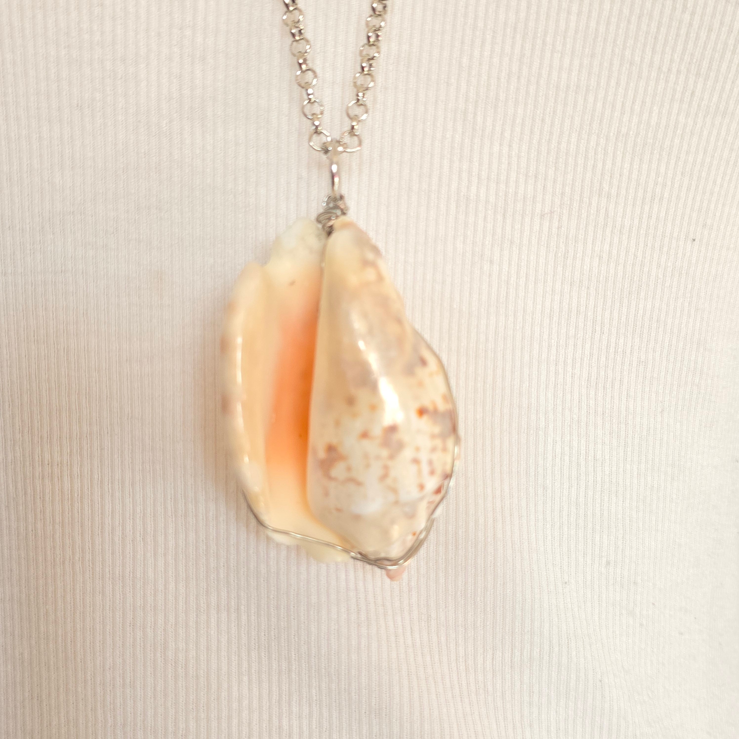 Handmade Wired Natural Conch Shell Super Long Necklace Boho Beach Summer Staple Necklace