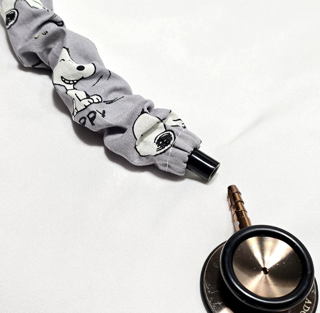 Handmade Gray Snoopy Peanuts Stethoscope Sleeve Cover- Cotton Accessory. Nurse's Doctor's RT'S gift