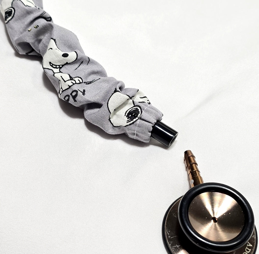 Handmade Gray Snoopy Peanuts Stethoscope Sleeve Cover- Cotton Accessory. Nurse's Doctor's RT'S gift