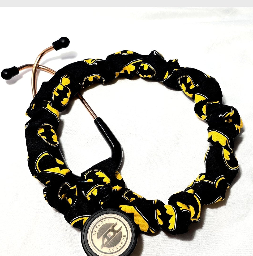 Handmade Black Batman Superhero Stethoscope Sleeve: Colorful Washable Cotton Cover