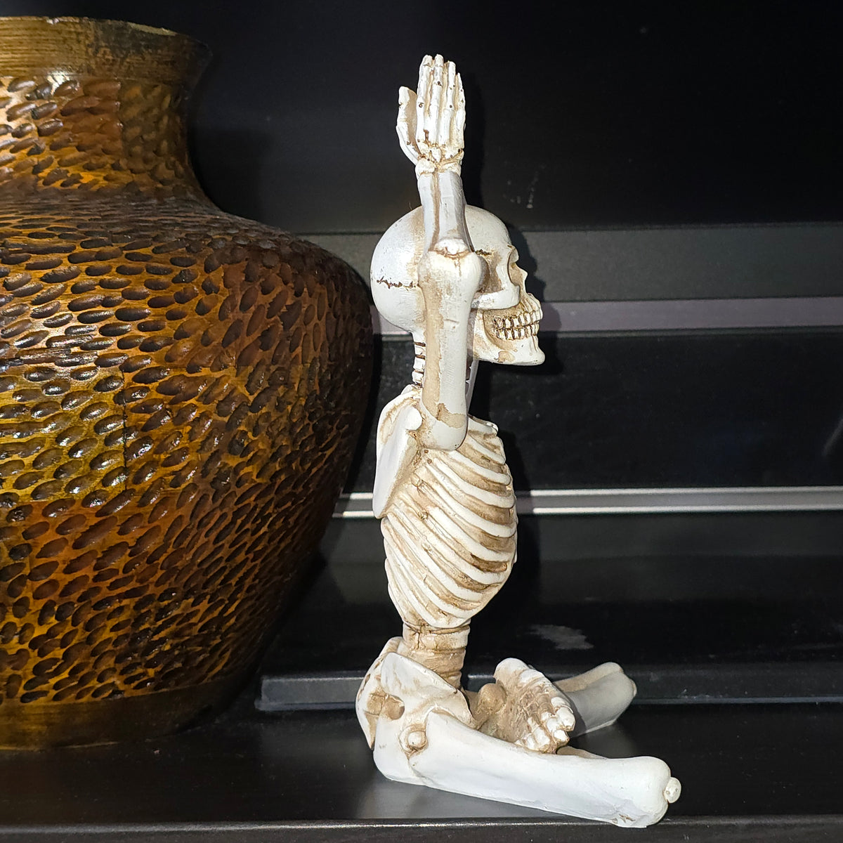 SUKHASANA YOGA SKELETON FIGURINE STATUE HALLOWEEN TABLE TOP DECOR