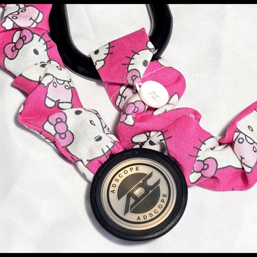 Handmade Pink Cotton Hello Kitty Washable Stethoscope Sleeve Cover. Doctor's,  RT's,  Nurse's Gift