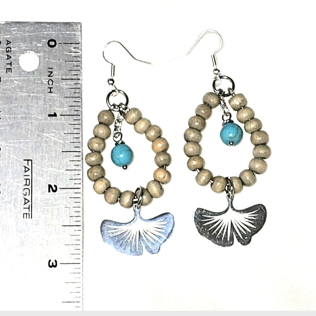 Bohemian Botanical Earthy Beaded Hoop Earrings