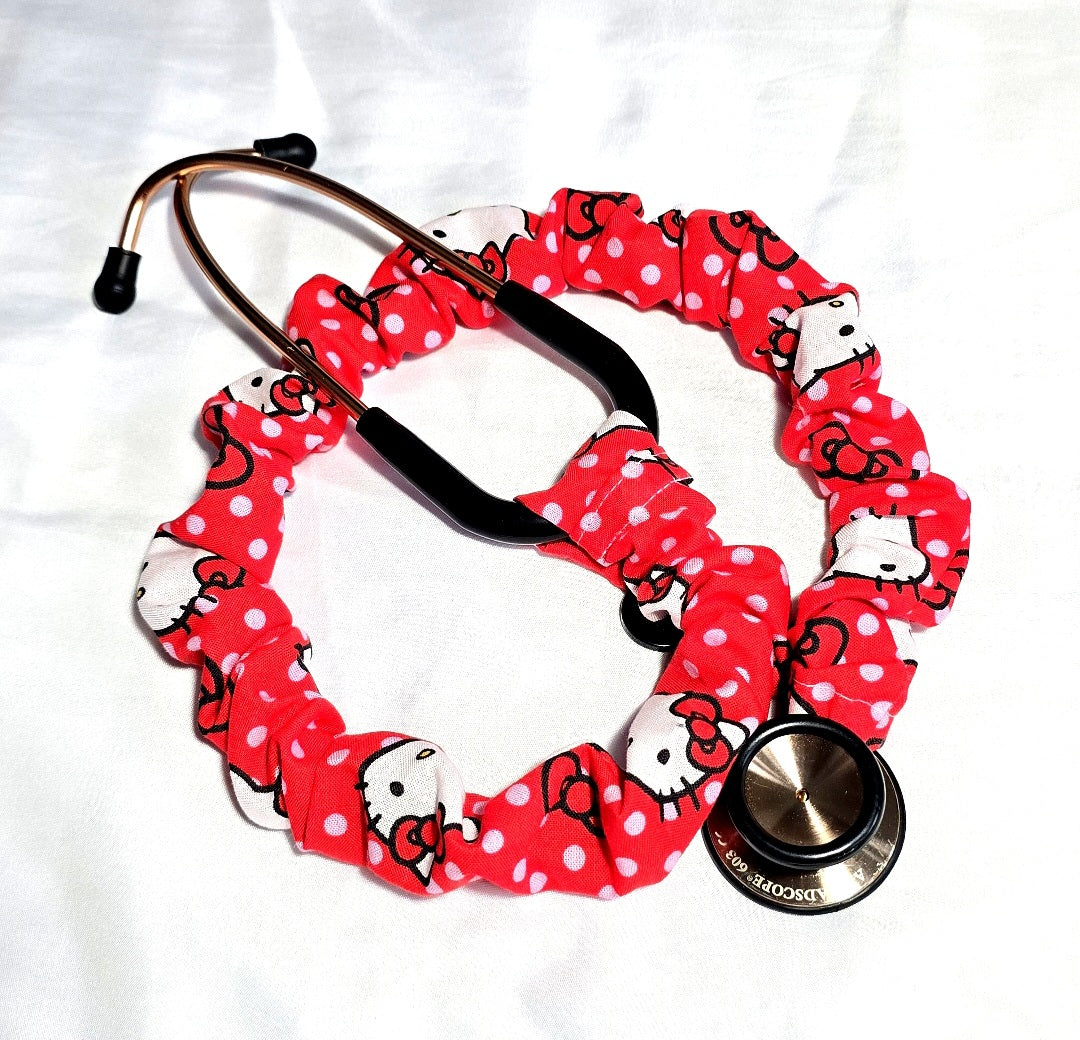 Handmade Pink Cotton Hello Kitty Washable Stethoscope Sleeve Cover. Doctor's,  RT's,  Nurse's Gift