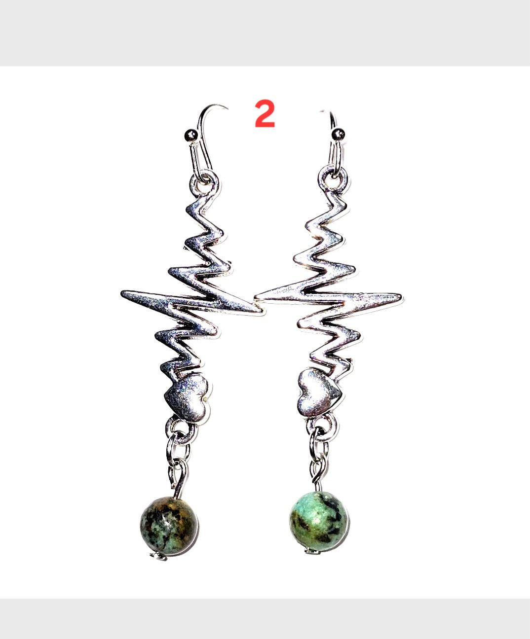 Heartbeat  EKG, Stethoscope Dangling Earrings with African Turquoise for Medical Professionals . Nurse's Gift Idea