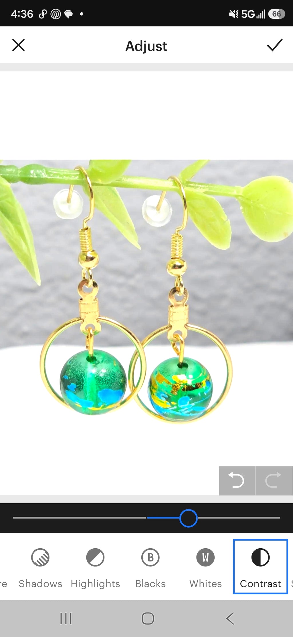 Handpainted Green Murano Glass Gold Hoop Drop Dangling Bohemian Artistic Earrings