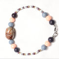 Handmade Earthy Agate Stone With Glass Beads: Boho Chic Style