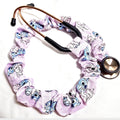 Handmade Pastel Lilac Lavander Stitch Print Stethoscope Cover - Cotton Accessory.  Gift for Nurses Doctors Students