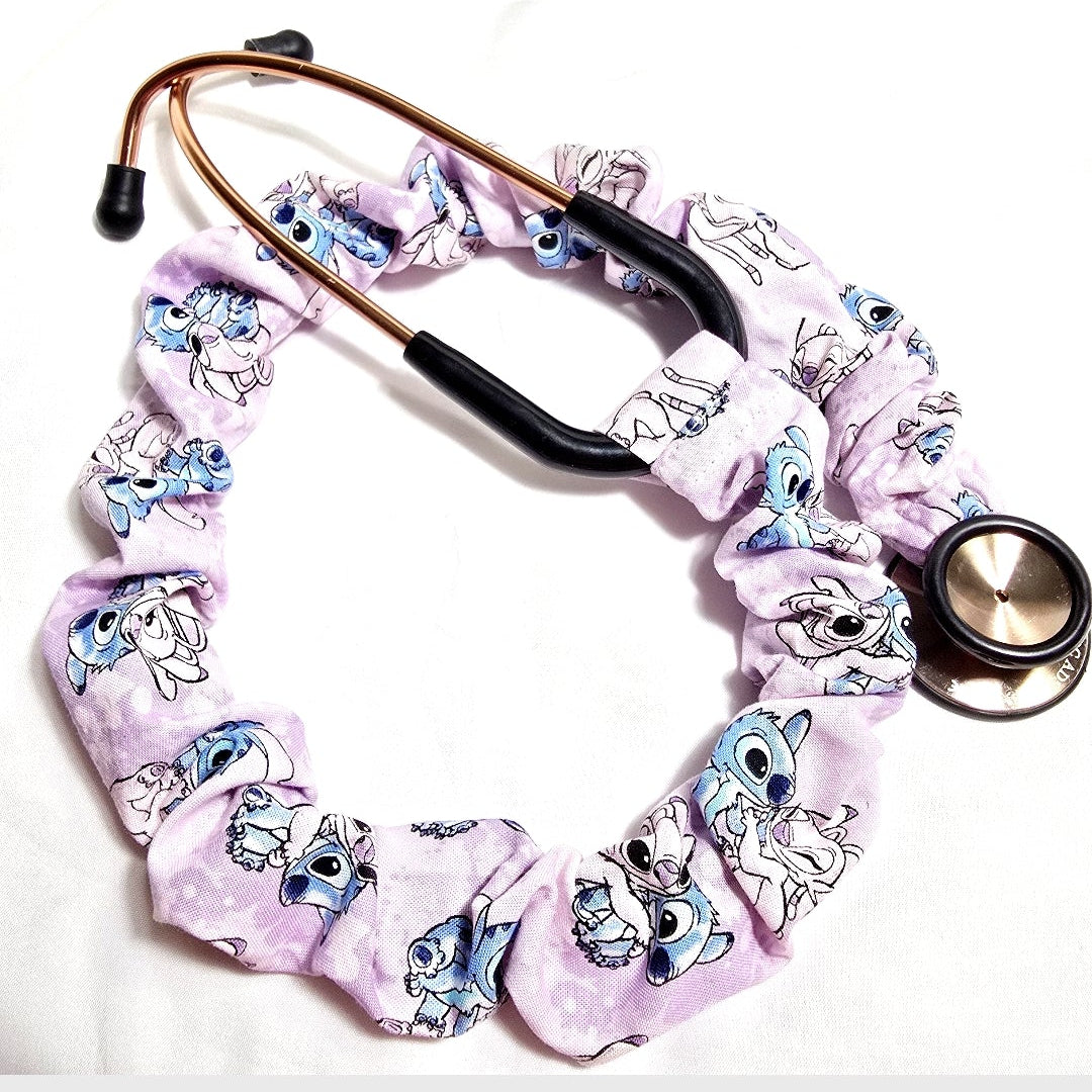 Handmade Pastel Lilac Lavander Stitch Print Stethoscope Cover - Cotton Accessory.  Gift for Nurses Doctors Students