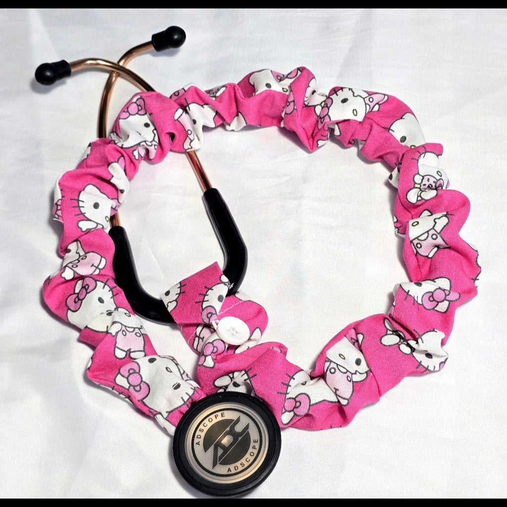 Handmade Pink Cotton Hello Kitty Washable Stethoscope Sleeve Cover. Doctor's,  RT's,  Nurse's Gift