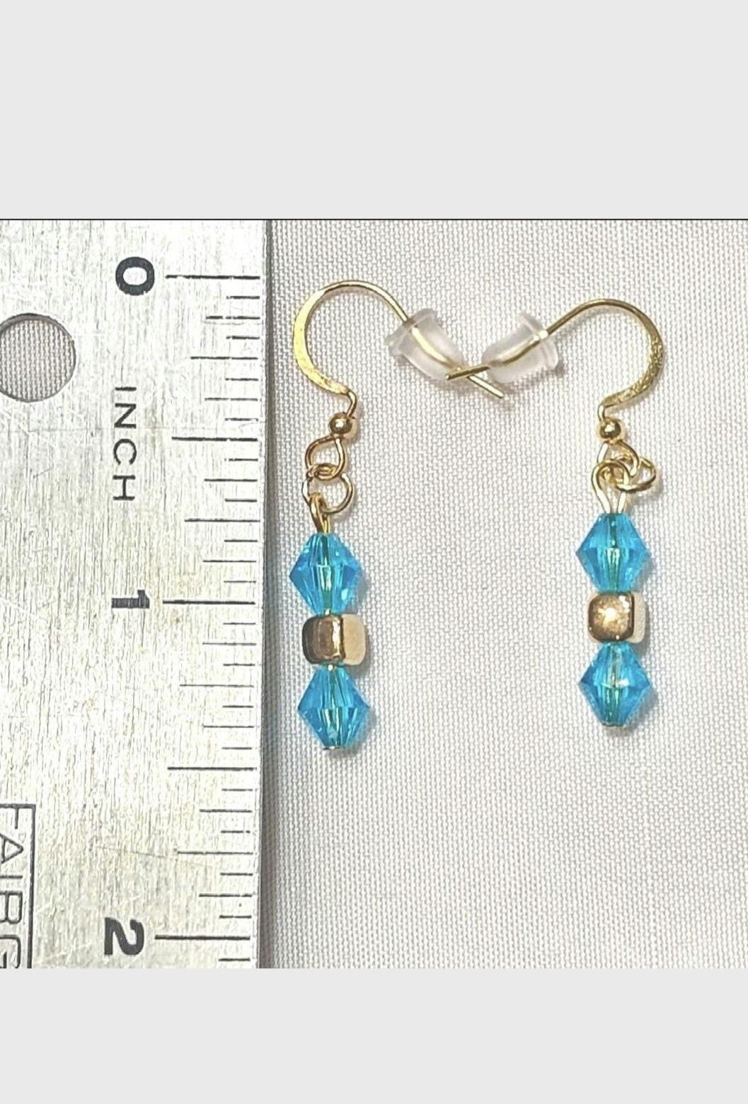 Aqua Blue Czech Crystal Glass Beads Dainty Simple Minimalist  Necklace Earrings Jewelry Set