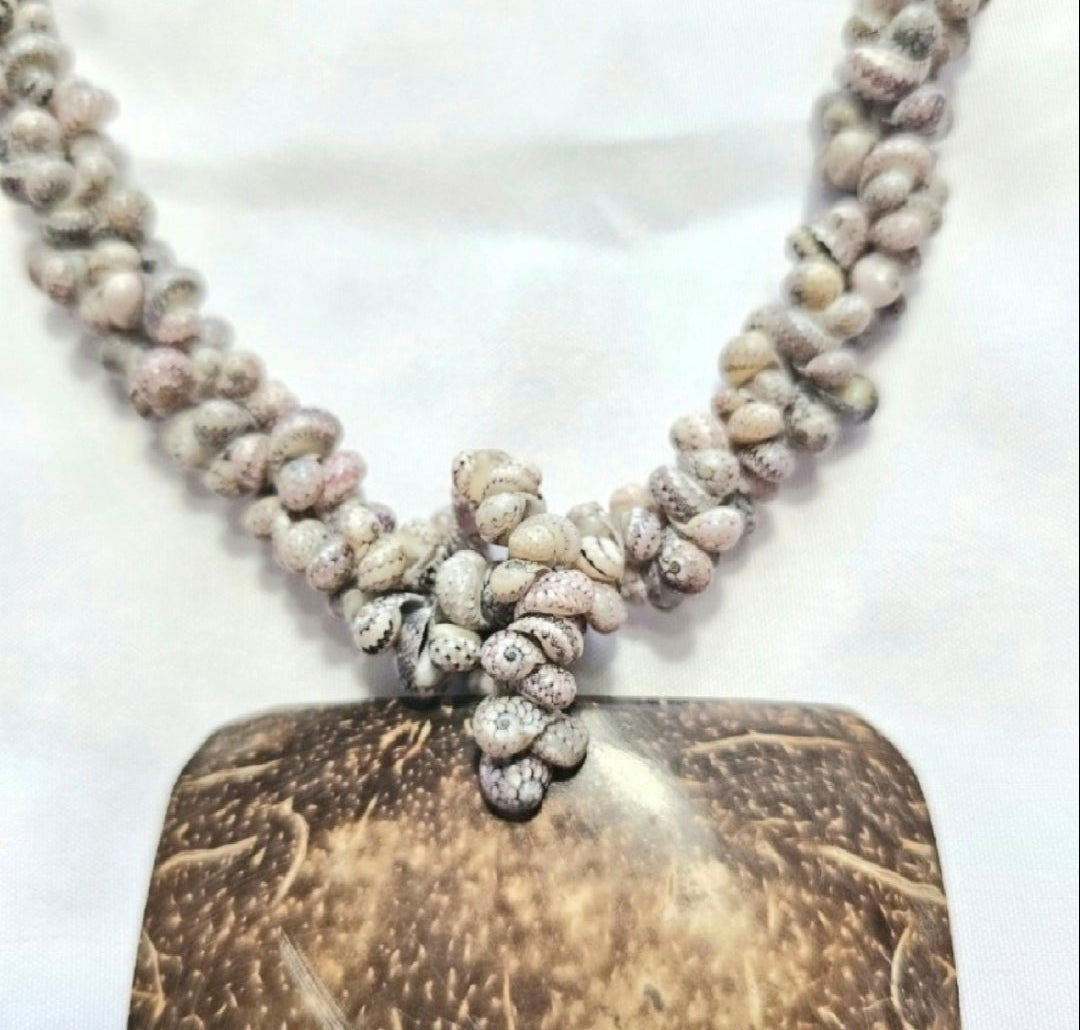 Natural Earthy Boho Beach Classic Statement Unique One of A Kind Shell Necklace
