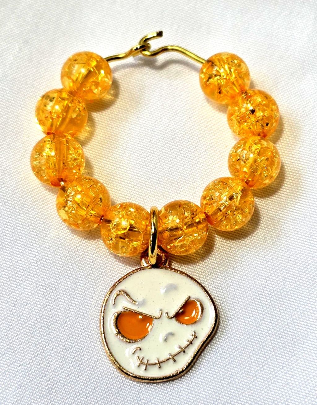 Set of 8 Colorful Halloween-themed Beaded Wine Glass Charms: Halloween Party Decor