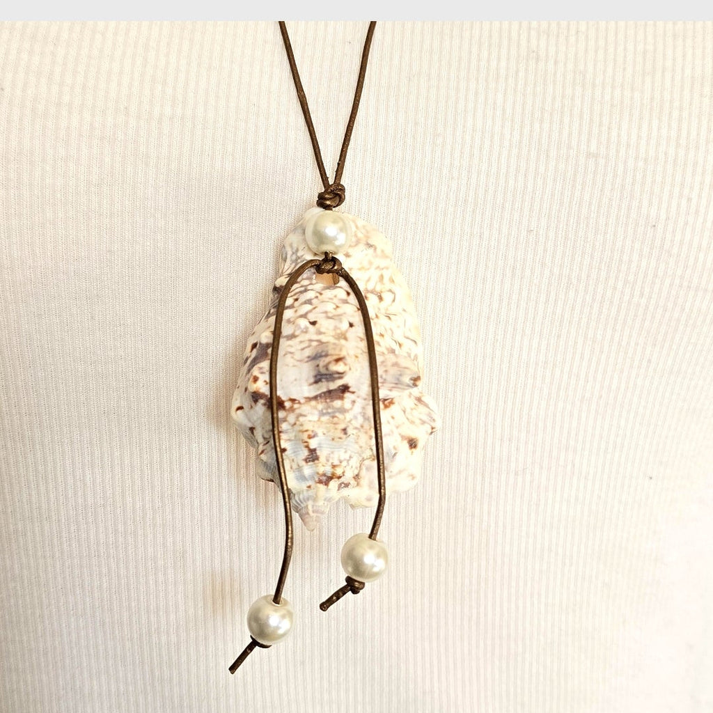 Handmade Natural Conch Shell Super Long Necklace Boho Beach Summer Staple Necklace