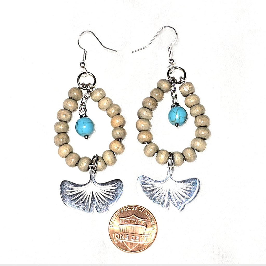 Bohemian Botanical Earthy Beaded Hoop Earrings