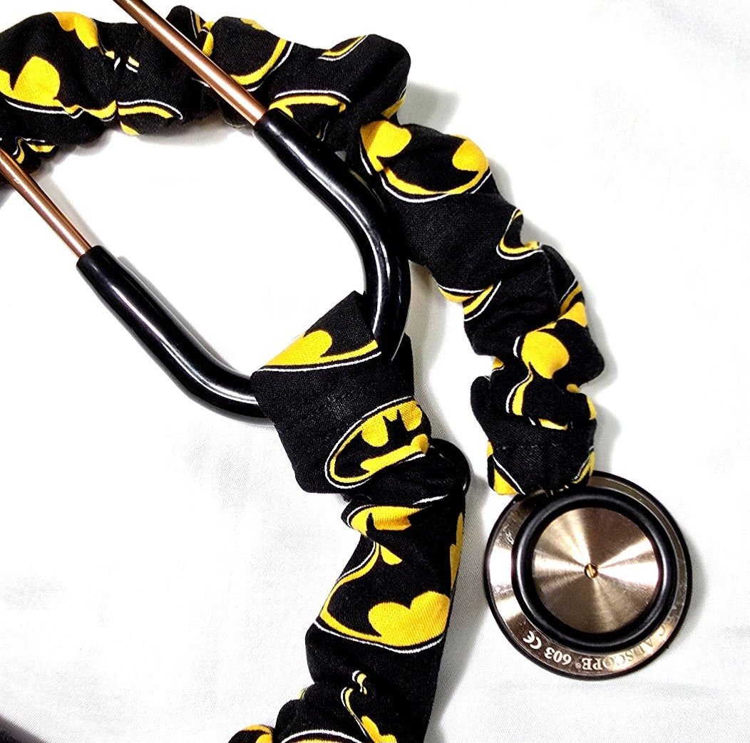 Handmade Black Batman Superhero Stethoscope Sleeve: Colorful Washable Cotton Cover