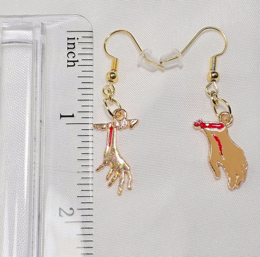 Mismatched Zombie Hands Halloween Dangling Earrings