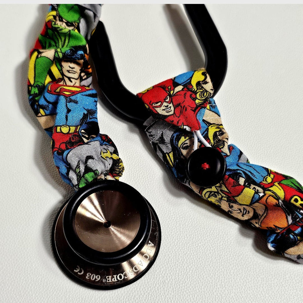Handmade Marvel Comic Superhero Fan Stethoscope Sleeve Cover : Colorful Washable Cotton and Protective