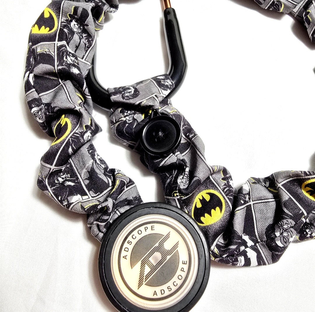 Handmade Gray Batman Superhero Stethoscope Cover: Washable, Cotton, Protective, Unisex, Best Nurse Gift Idea