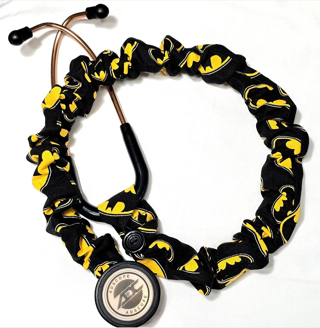 Handmade Black Batman Superhero Stethoscope Sleeve: Colorful Washable Cotton Cover