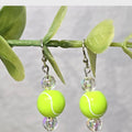 Neon Green Tennis Ball Acrylic Beaded Sporty Fasion Dangling Drop Earrings.