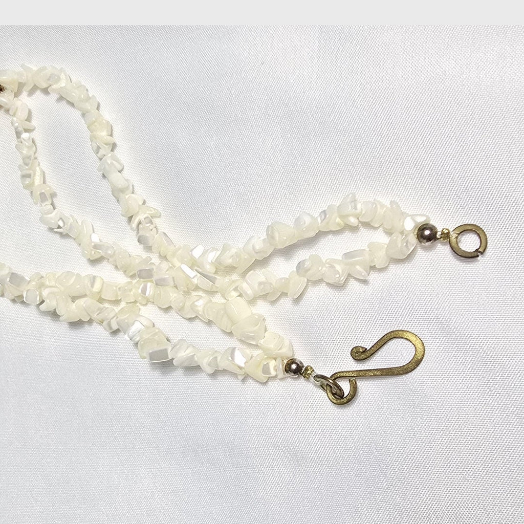 Natural Mother of Pearl Shell Boho Beachy Classic Statement Unique One of A Kind Chunky Necklace