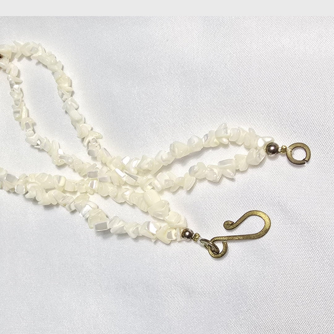 Natural Mother of Pearl Shell Boho Beachy Classic Statement Unique One of A Kind Chunky Necklace