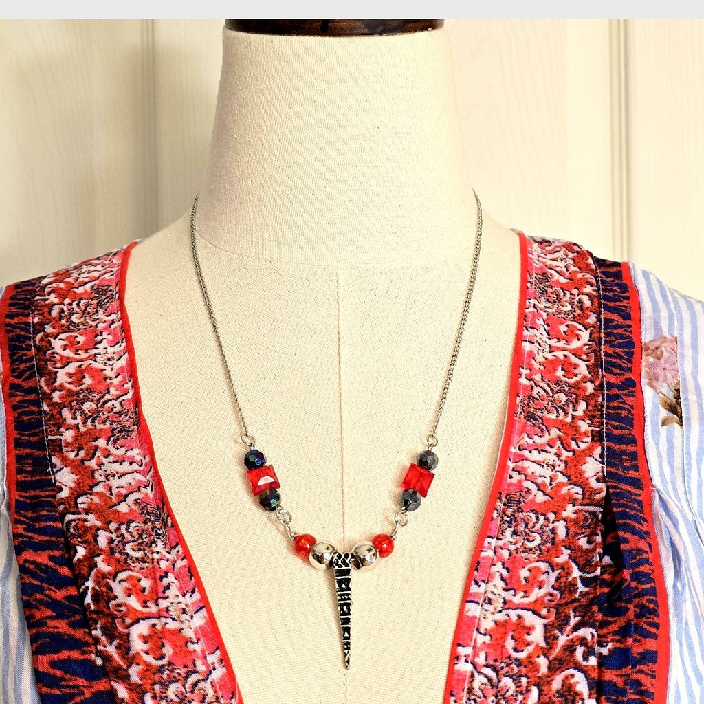 Handmade Gothic Style Beaded Charmed Necklace