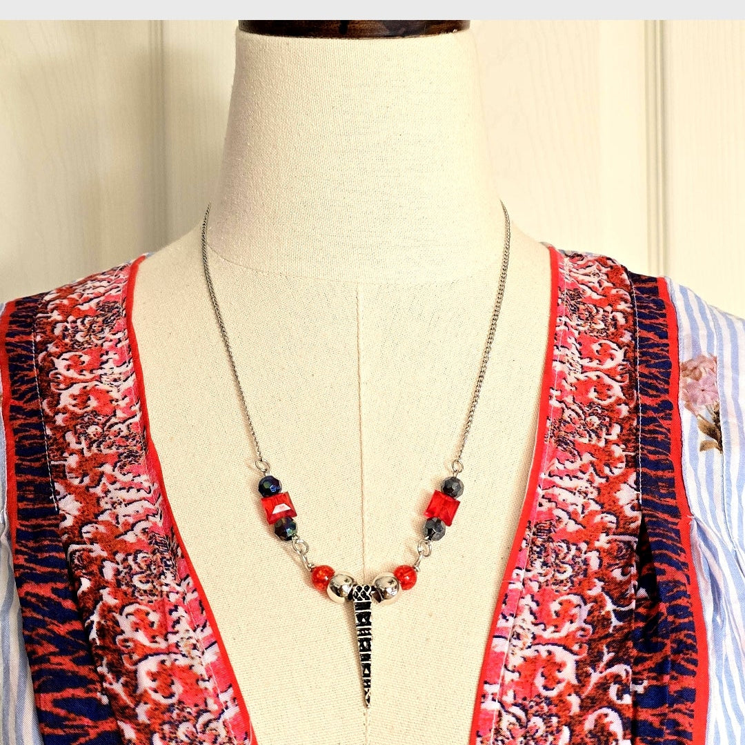 Handmade Gothic Style Beaded Charmed Necklace